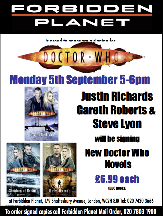 Justin Richards, Gareth Roberts & Steve Lyon Signing New Doctor Who Novels