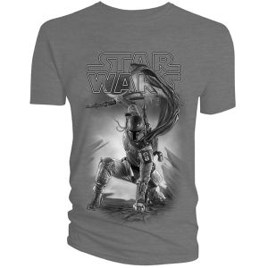 [Star Wars: T-Shirts: Boba Fett By Adi Granov (Charcoal Version With Logo - Forbidden Planet Exclusive) (Product Image)]