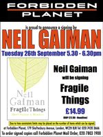 [Neil Gaiman signing Fragile Things (Product Image)]