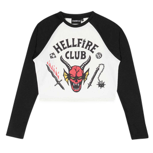 [Stranger Things: Long Sleeve Cropped T-Shirt: Hellfire Club Crest (Product Image)]