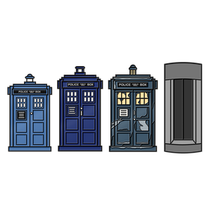 [Doctor Who: Flashback Collection: Enamel Pin Badge Set: The TARDIS (Pack III) (Product Image)]
