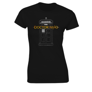 [Doctor Who: Women's Fit T-Shirt: 13th Doctor Logo & TARDIS (Product Image)]
