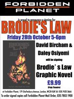 [David Bircham and Daley Osiyemi signing Brodie's Law (Product Image)]
