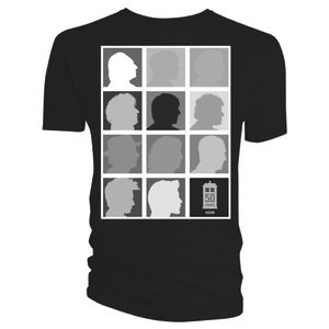 [Doctor Who: T-Shirts: Silhouette Grid (Blue & Green) (Product Image)]