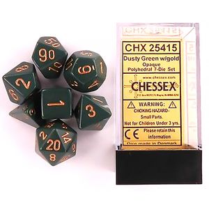 [Dice: Opaque Poly 7-Set: Dusty Green/Gold (Product Image)]