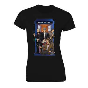 [Doctor Who: Women's Fit T-Shirt: Four Doctors Band By Kelly Yates (Product Image)]