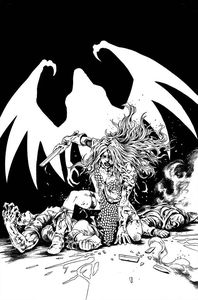 [Red Sonja: The Superpowers #5 (Lau Black & White Virgin Variant) (Product Image)]