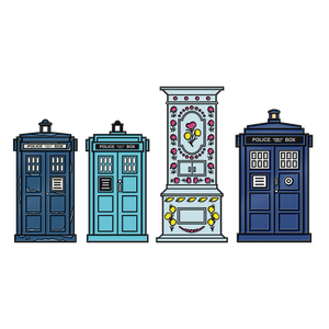 [Doctor Who: Flashback Collection: Enamel Pin Badge Set: The TARDIS (Pack II) (Product Image)]