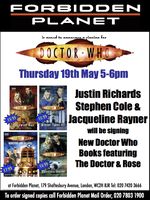 [Justin Richards, Stephen Cole and Jacqueline Rayner signing the new Doctor Who books (Product Image)]