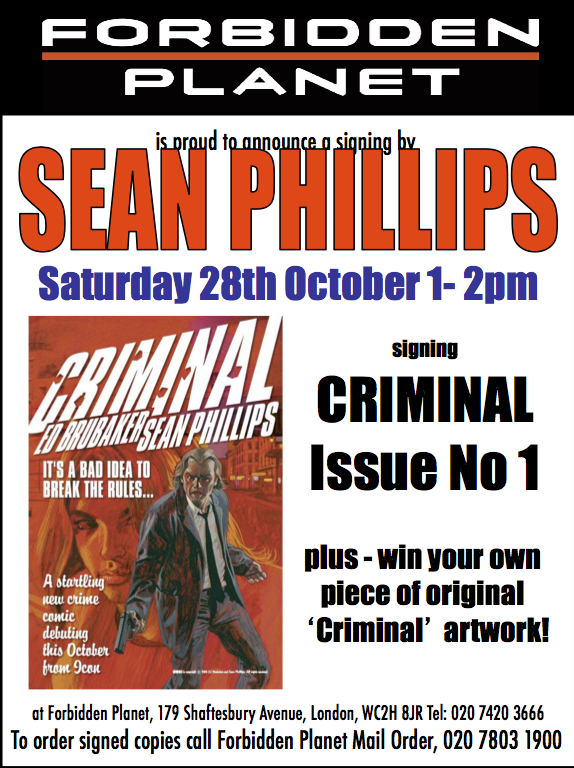 Sean Phillips Signing Criminal Issue No 1