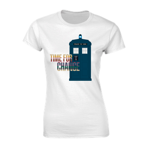 [Doctor Who: Women's Fit T-Shirt: TARDIS Time For Change (Product Image)]