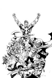 [Red Sonja: The Superpowers #2 (Lau Black & White Virgin Variant) (Product Image)]