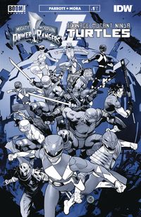 [The cover for Mighty Morphin Power Rangers/Teenage Mutant Ninja Turtles II: Black & White Edition #1 (Cover A Mora)]