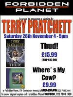 [Terry Pratchett signing Thud! & Where's my Cow? (Product Image)]