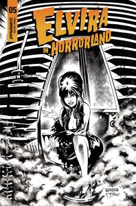 [Elvira In Horrorland #5 (Cover E Acosta Black & White Variant) (Product Image)]