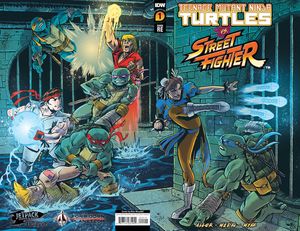[Teenage Mutant Ninja Turtles Vs. Street Fighter #1 (Rich Woodall Forbidden Planet Exclusive Variant Signed Edition) (Product Image)]