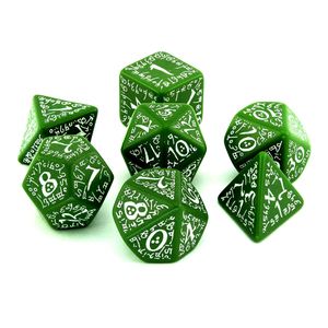 [Q-Workshop: Green & White Dice Set: Elvish (Product Image)]