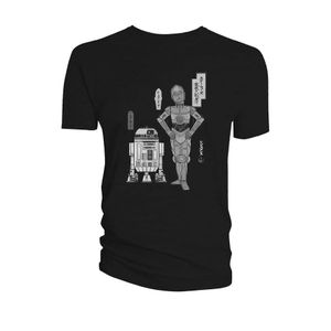 [Star Wars: T-Shirt: R2-D2 & C-3PO Woodblock Style (Product Image)]