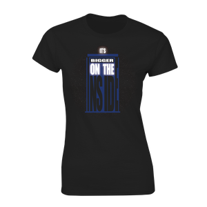 [Doctor Who: Women's Fit T-Shirt: Bigger On The Inside Quote (Product Image)]