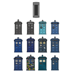 [Doctor Who: Diamond Collection: Enamel Pin Badge Set: The TARDIS x13 (Special Edition) (Product Image)]