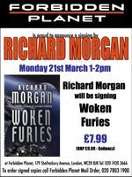 [Richard Morgan signing Woken Furies (Product Image)]