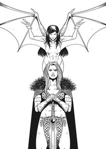[Vampirella/Red Sonja #11 (Moss Black & White Virgin Variant) (Product Image)]