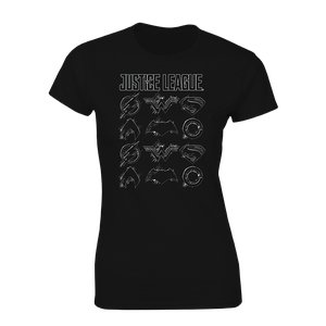 [Justice League: Women's Fit T-Shirt: Little Logos (Product Image)]