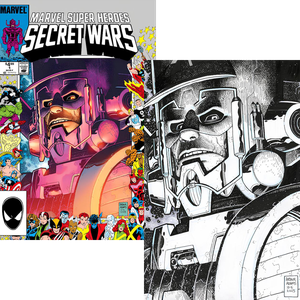 [Marvel Super Heroes: Secret Wars #1 (Facsimile Edition: Art Adams Exclusive Marvel Frame & Black & White Virgin Variant Set) (Product Image)]