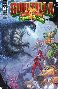 [The cover for Godzilla Vs Power Rangers #1 (Cover A Freddie Williams)]