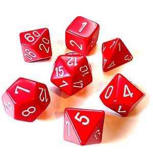 [Dice: paque Poly 7-Set: Red/White (Product Image)]
