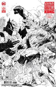 [Justice League Vs. Godzilla Vs. Kong #1 (Cover J Jim Lee & Scott Williams Black & White Card Stock Variant) (Product Image)]