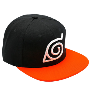 [Naruto Shippuden: Snapback Cap: Konoha (Black & Orange) (Product Image)]