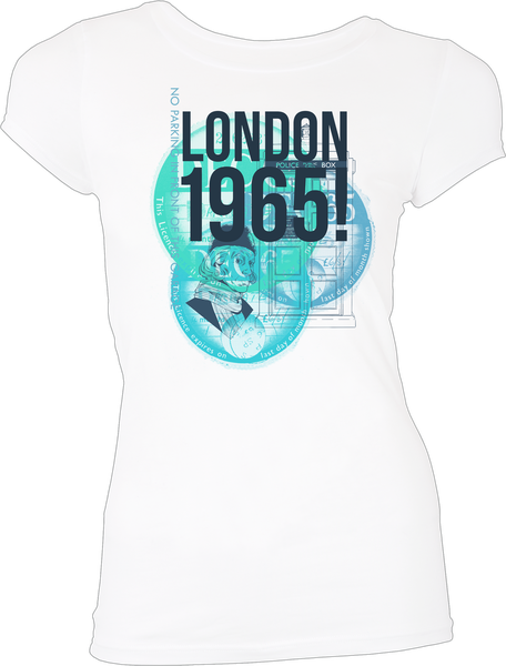 [The cover for Doctor Who: Flashback Collection: Women's Fit T-Shirt: London 1965! (White)]