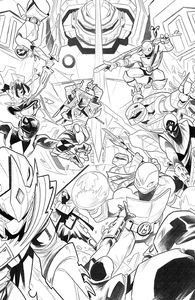 [Mighty Morphin Power Rangers/Teenage Mutant Ninja Turtles II #2 (Cover J Ragazzoni Black & White Full Art Cardstock Variant) (Product Image)]