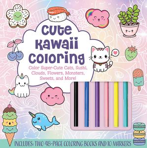 [Cute Kawaii Coloring Kit: Color Super-Cute Cats, Sushi, Clouds, Flowers, Monsters, Sweets & More! (Hardcover) (Product Image)]
