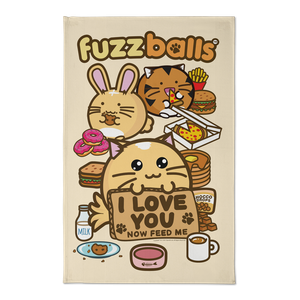 [Fuzzballs: Tea Towel: I Love You... Now Feed Me! (Product Image)]