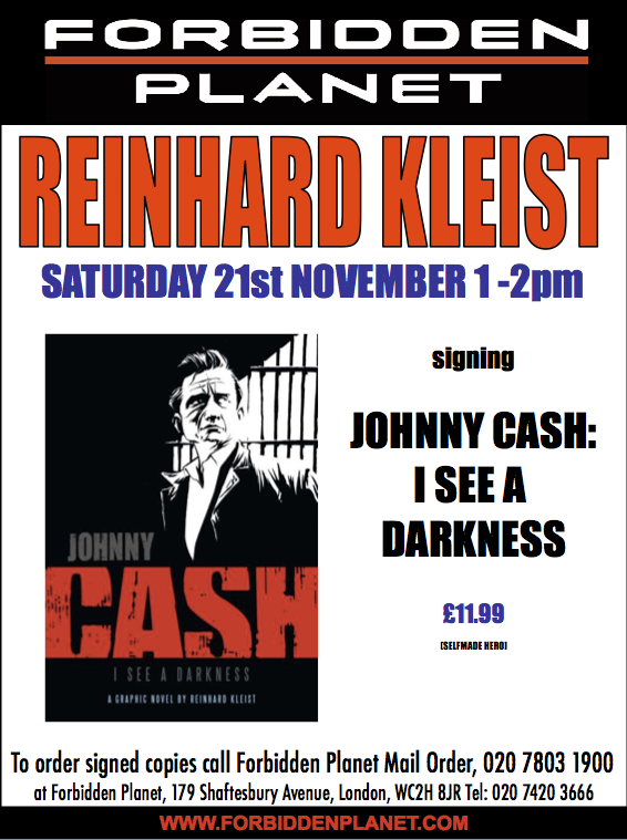 Reinhard Kleist Signing Johnny Cash: I See A Darkness