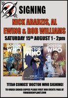 [Nick Abadzis, Al Ewing and Rob Williams Signing Doctor Who Comics (Product Image)]