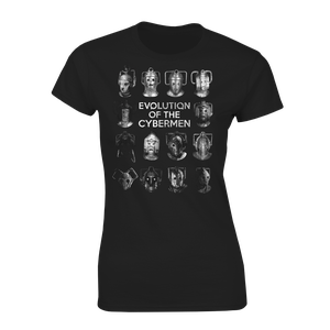[Doctor Who: Women's Fit T-Shirt: Evolution Of The Cybermen (1966-2013) (Product Image)]