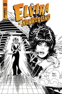 [Elvira In Horrorland #5 (Cover F Royle Black & White Variant) (Product Image)]