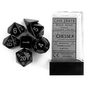 [Dice: Opaque Poly 7-Set: Black/Red (Product Image)]