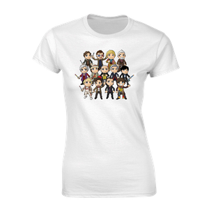 [Doctor Who: Women's Fit T-Shirt: Kawaii 13 Doctors & 13 Screwdrivers By Kelly Yates (Product Image)]